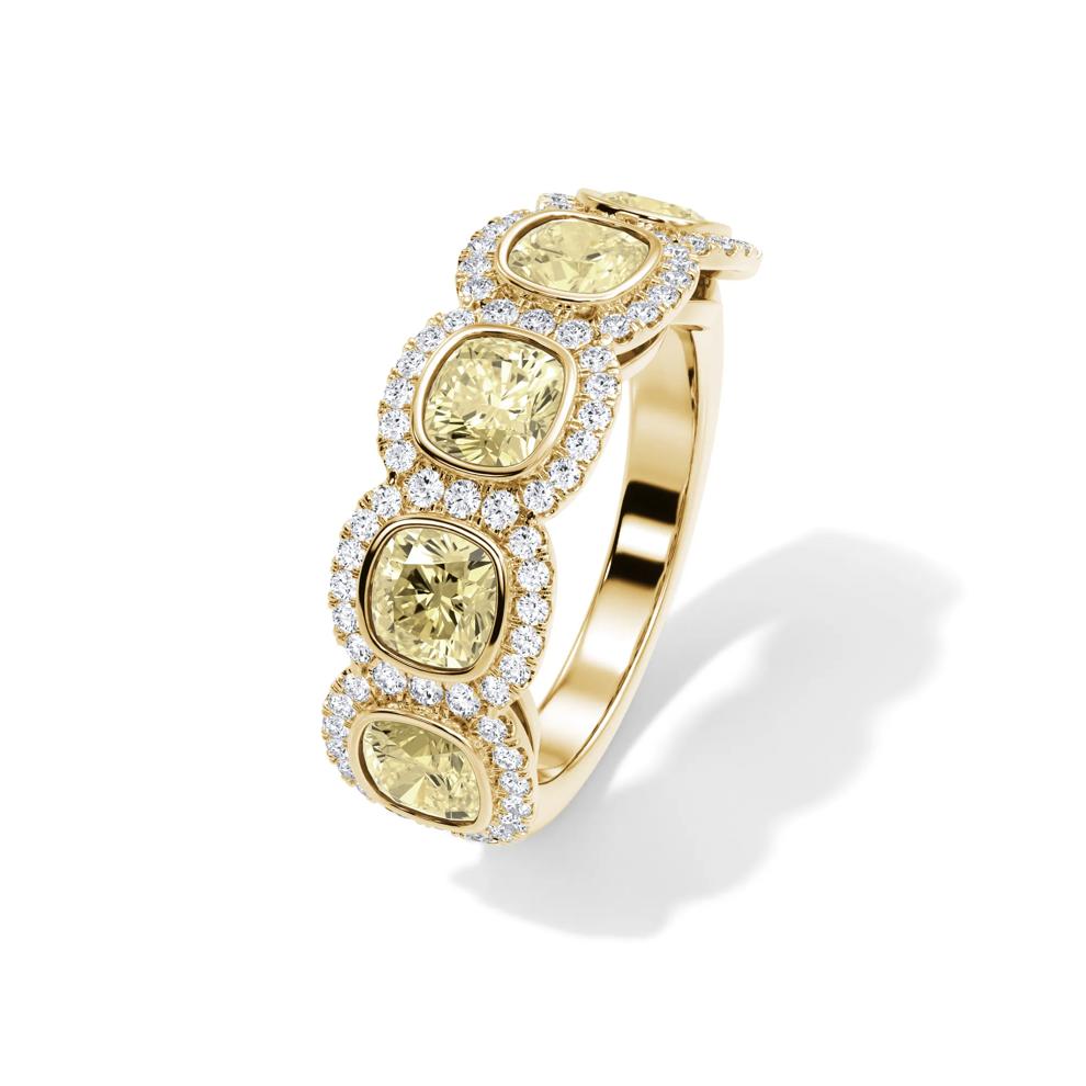 Lab Grown Diamond Yellow Cushion-Cut &amp; Round Anniversary Band in 14K Yellow Gold (3 ct. tw.) – Image 4 of 4