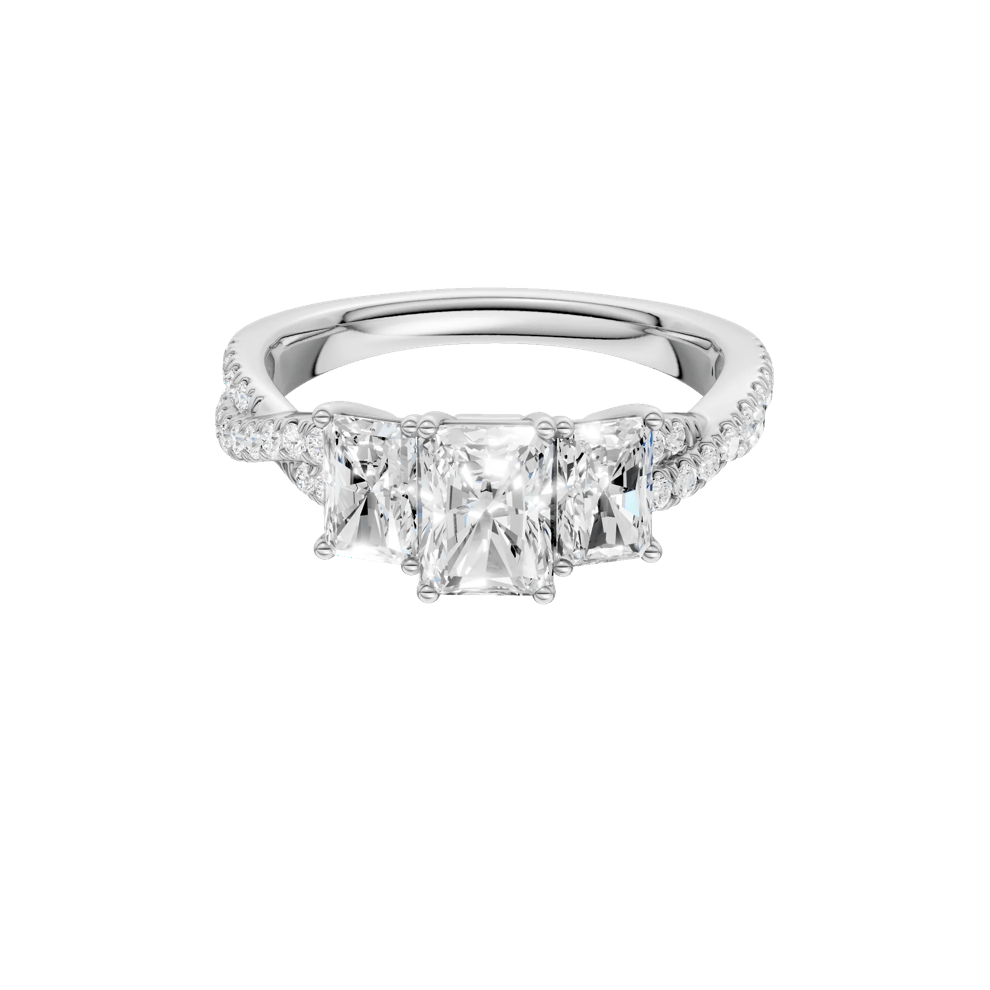 Diamond Radiant-Cut Three-Stone Engagement Ring in Platinum (1 3/4 ct. tw.) – Image 1 of 5