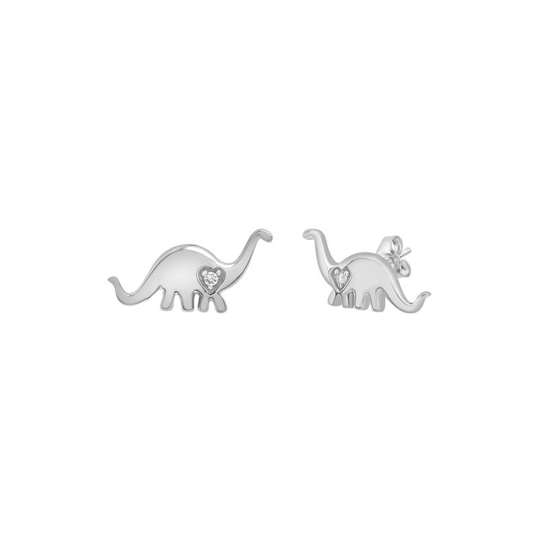 Diamond Dinosaur Stud Earrings in 10K White Gold – Image 1 of 1