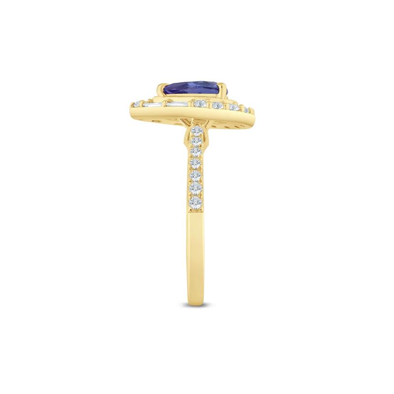 Tanzanite and Lab Grown Diamond Wedding Band in 14K Yellow Gold (1/2 ct. tw.) – Image 3 of 3