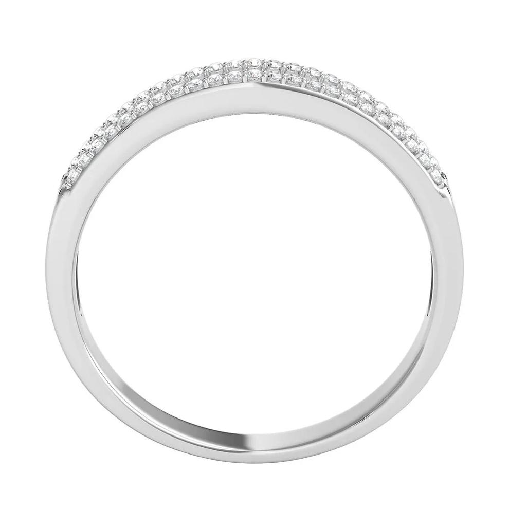 Baguette &amp; Pave Diamond Wedding Band in 10K White Gold (1/4 ct. tw.)  – Image 3 of 7