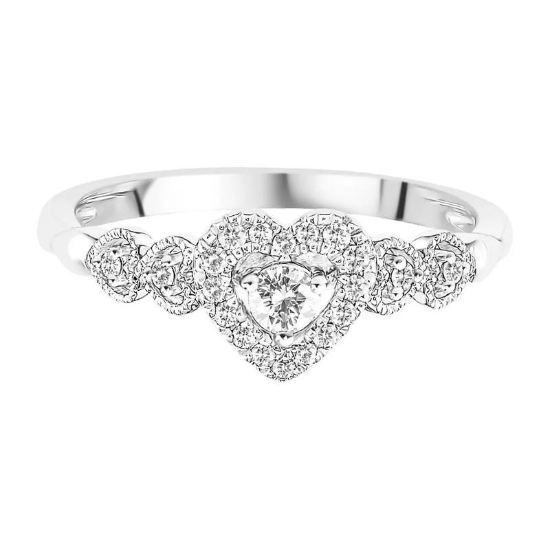 1/5 ct. tw. Diamond Heart Ring in 10K White Gold – Image 1 of 3