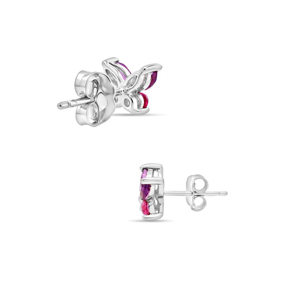 Amethyst &amp; Lab-Created Pink &amp; White Sapphire Butterfly Pendant &amp; Earrings Boxed Set in Sterling Silver – Image 3 of 7