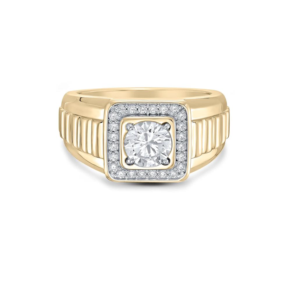 Men's Lab Grown Diamond Round Ring in 10K Yellow Gold (1 1/4 ct. tw.) – Image 1 of 4