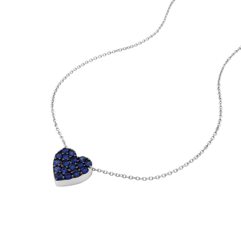 Lab-Created Blue Sapphire Heart Pendant Necklace in Sterling Silver – Image 4 of 4