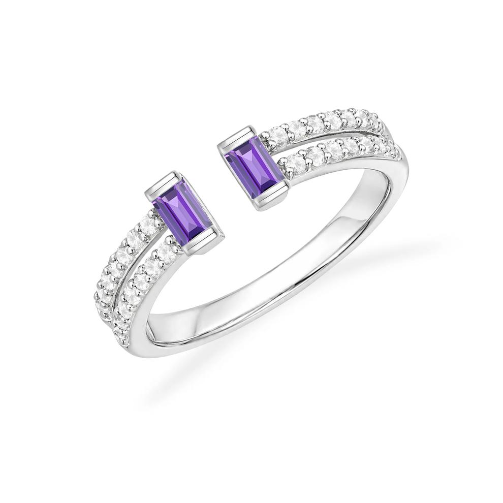 Blue Topaz &amp; Lab-Created White Sapphire Open Band in Sterling Silver – Image 4 of 8