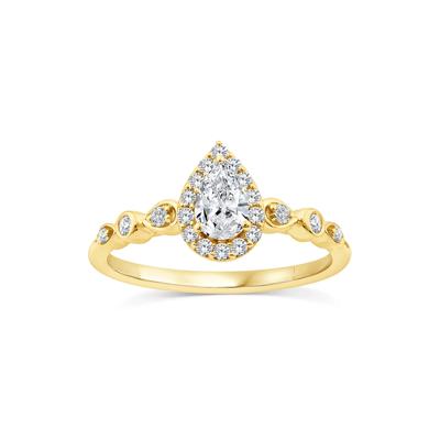 Lab Grown Diamond Pear Promise Ring in 10K Gold