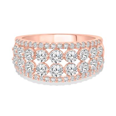 Lab Grown Diamond Round Multi-Row Anniversary Band in 10K Gold