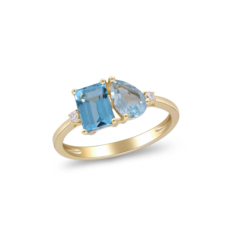 Blue Topaz and Diamond Accent Ring in 10K Yellow Gold – Image 4 of 6