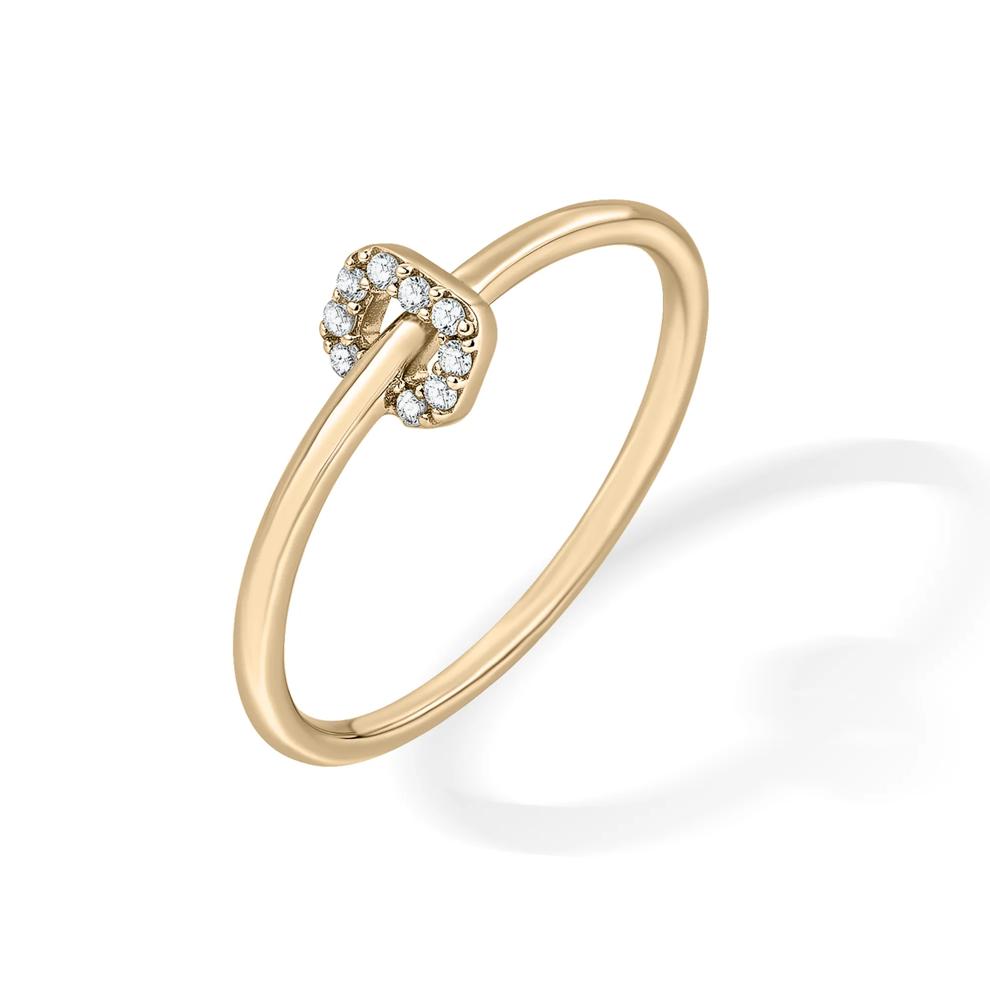 Diamond Accent Cushion-Shaped Charm Ring in 10K Yellow Gold – Image 4 of 4