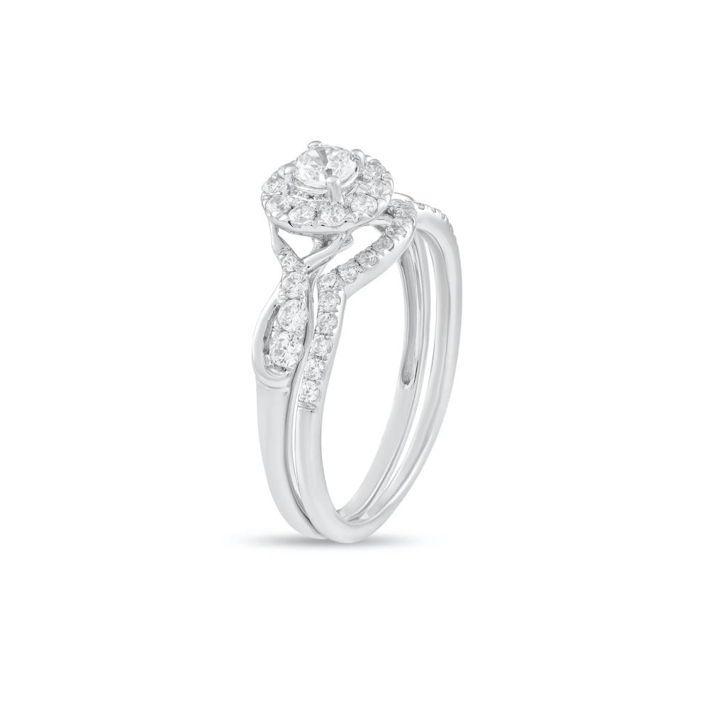 Diamond Round Halo Center Engagement Set in 10K White Gold (5/8 ct. tw.) – Image 5 of 6