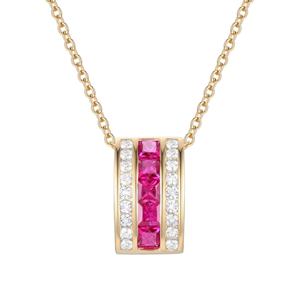 Ruby and Diamond Necklace in 10K Yellow Gold (1/5 ct. tw.) – Image 1 of 3