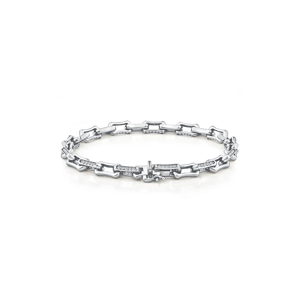 Lab Grown Diamond Bone Link Bracelet in 10K White Gold, 8" (1 1/2 ct. tw.) – Image 2 of 2