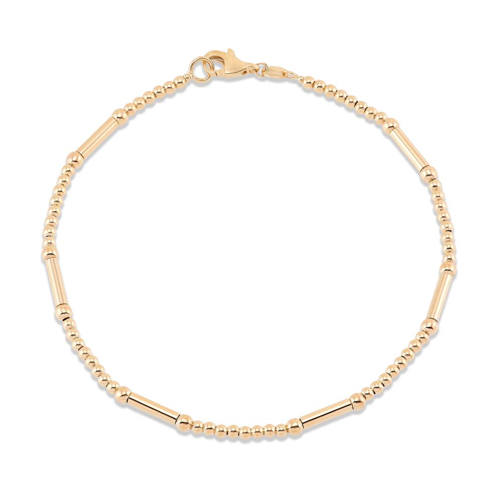Polished Alternating Beads &amp; Tubes Line Bracelet in 14K Yellow Gold, 7.5" – Image 2 of 3