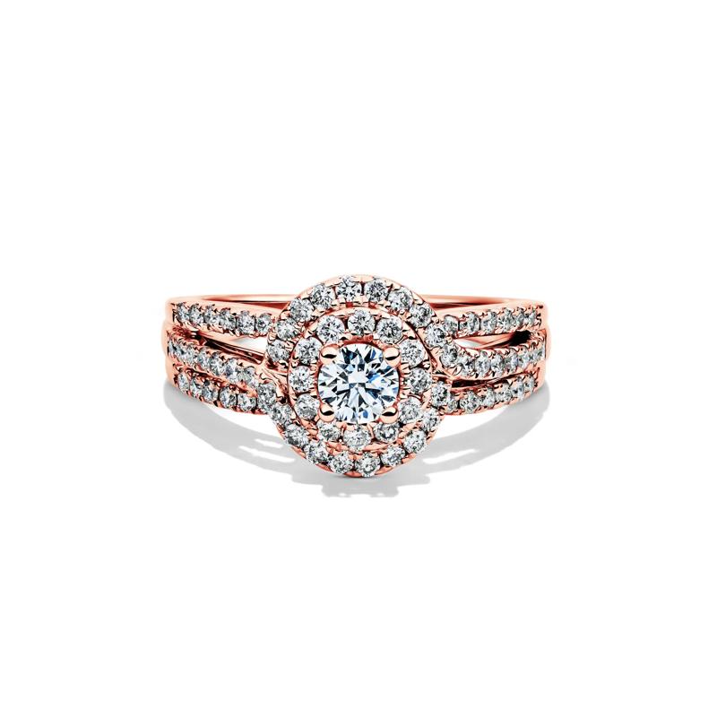 Diamond Double Halo Engagement Ring in 14K Rose Gold &#40;1 ct. tw.&#41; – Image 1 of 4