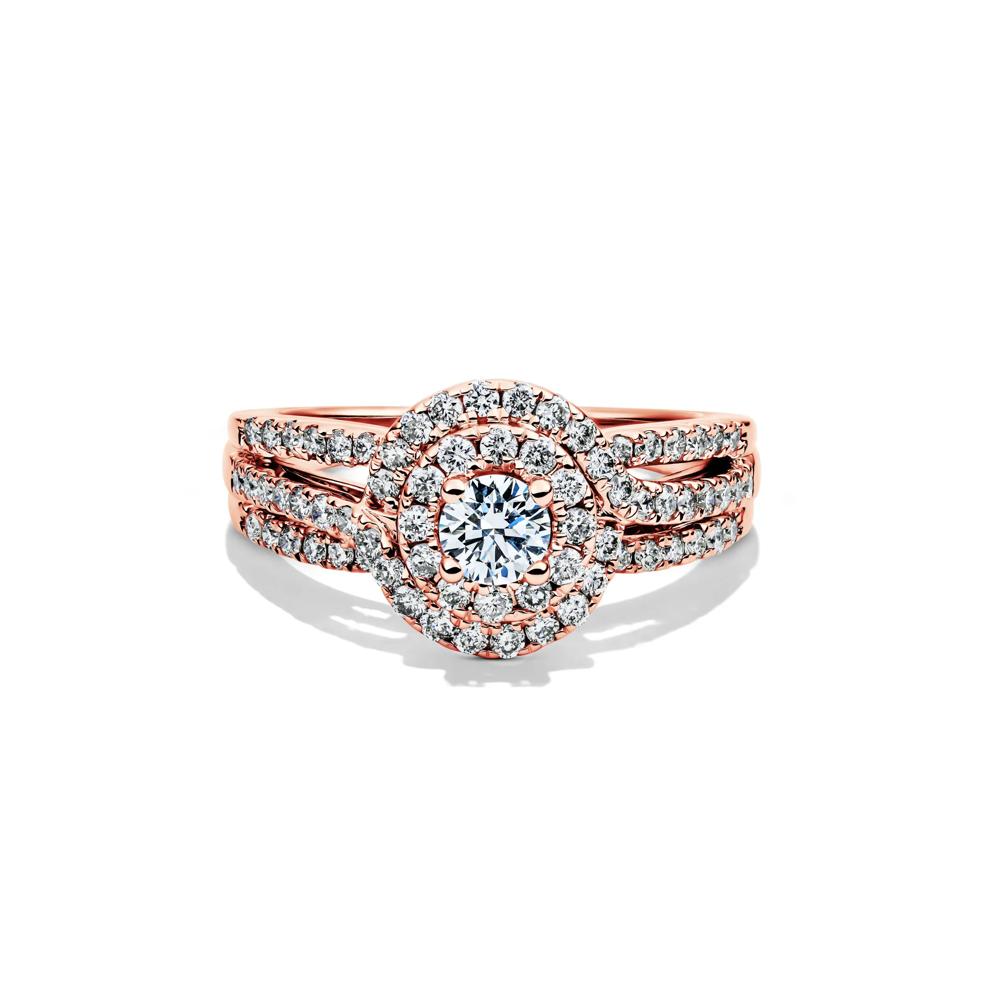 Diamond Double Halo Engagement Ring in 14K Rose Gold (1 ct. tw.) – Image 1 of 4