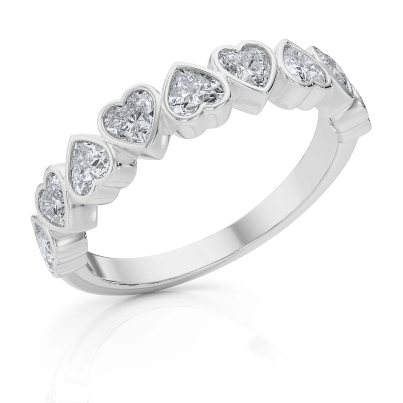 Lab Grown Diamond Heart Bezel Half Eternity Band in Platinum &#40;1 ct. tw.&#41; – Image 5 of 5