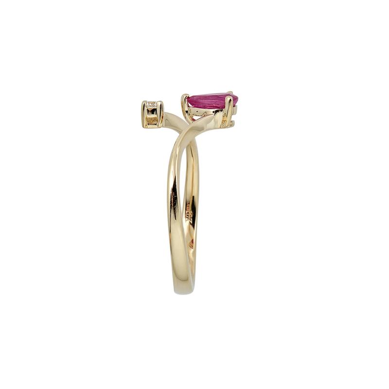 Ruby &amp; Diamond Ring in 10K Yellow Gold – Image 3 of 3