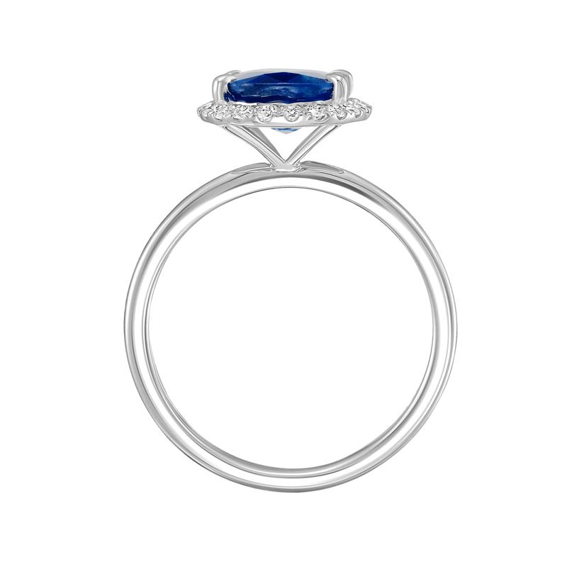 Blue Sapphire &amp; Diamond Halo Ring in 14K White Gold &#40;1/5 ct. tw.&#41; – Image 2 of 3