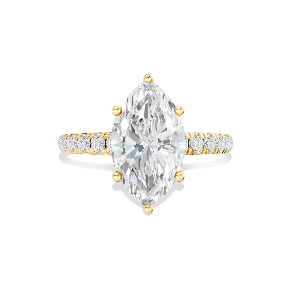 Kit Lab Grown Diamond Marquise Center Engagement Ring in 18K Yellow Gold (3 1/2 ct. tw.) – Image 1 of 4