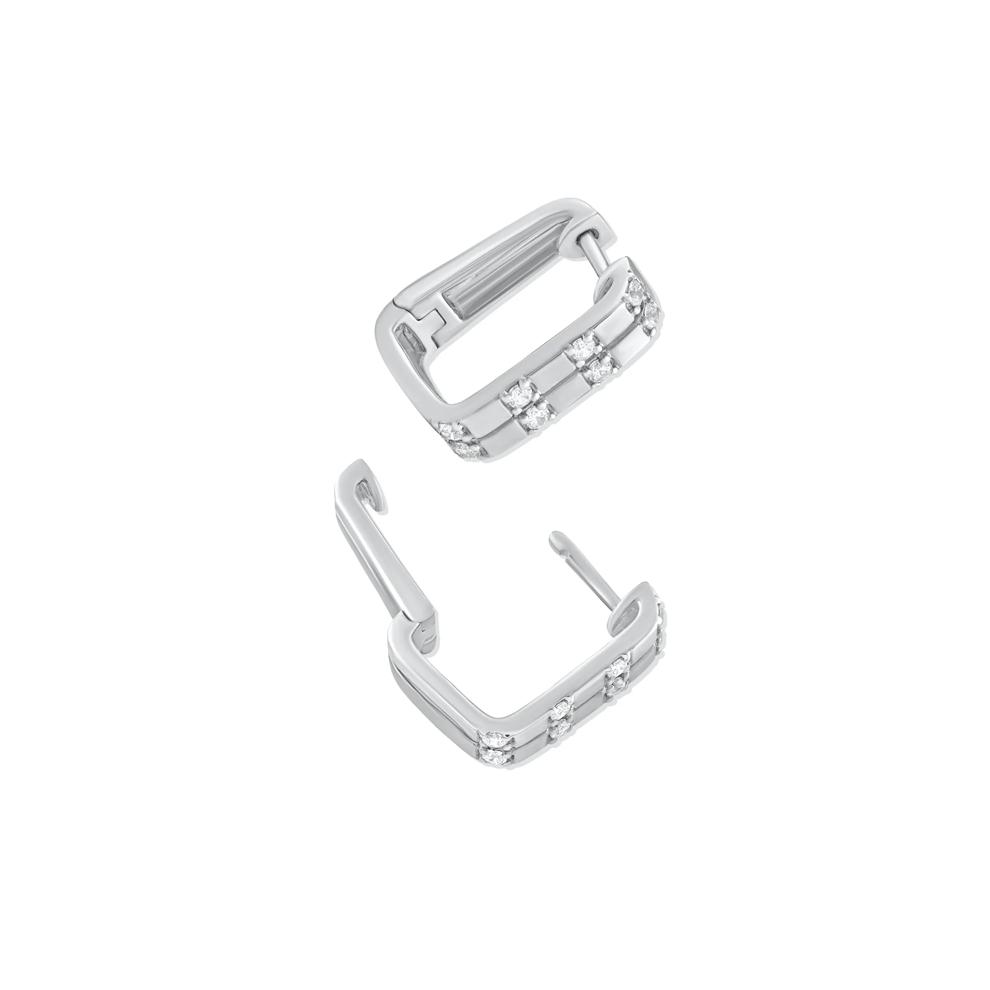 Diamond Double Row Hoop Earrings in Sterling Silver (1/4 ct. tw.) – Image 2 of 2