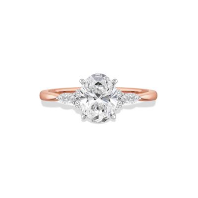 Lab Grown Diamond Oval Engagement Ring in 14K Rose and White Gold (1 ct. tw.)
