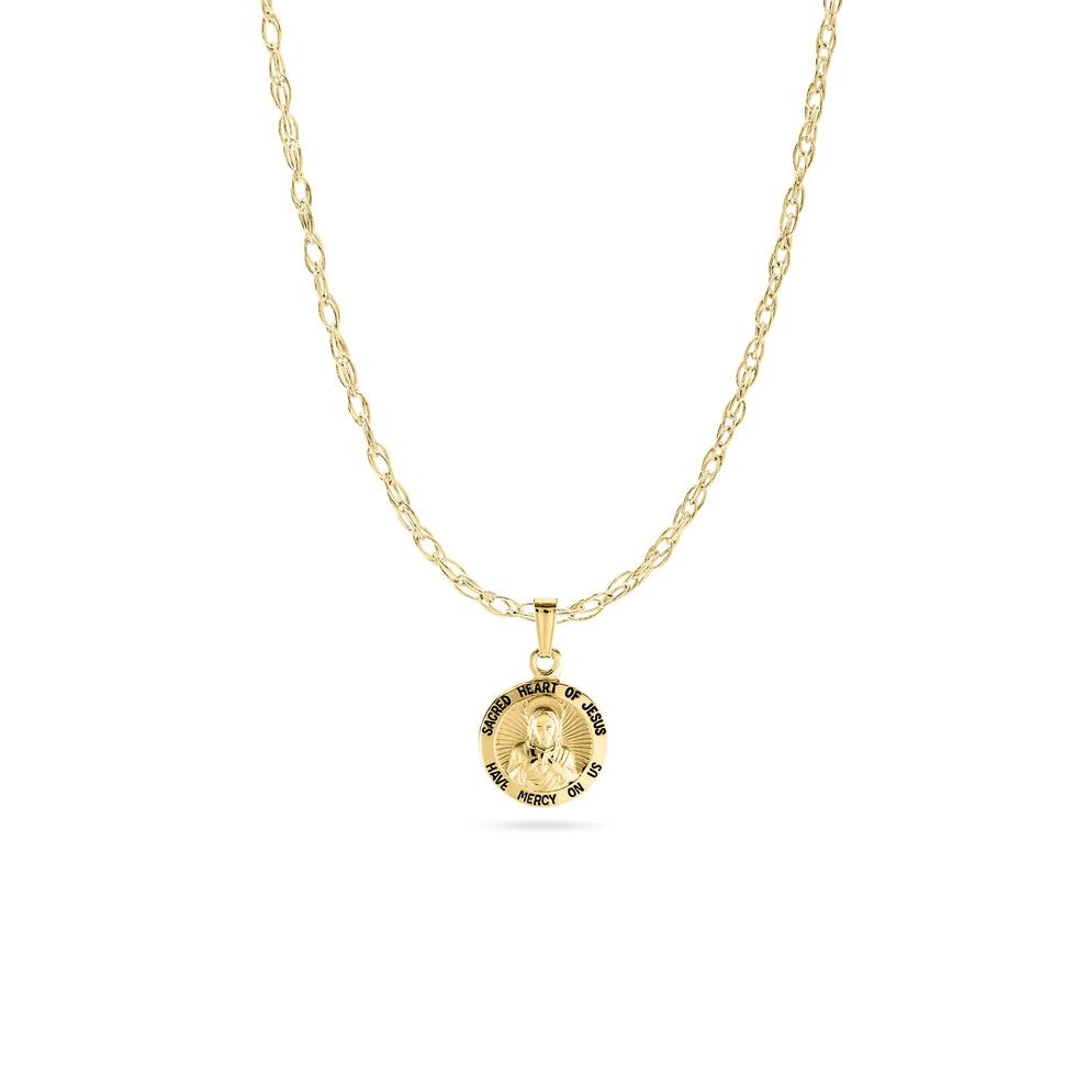 Children's Sacred Heart of Jesus Pendant Necklace in 14K Yellow Gold – Image 1 of 4