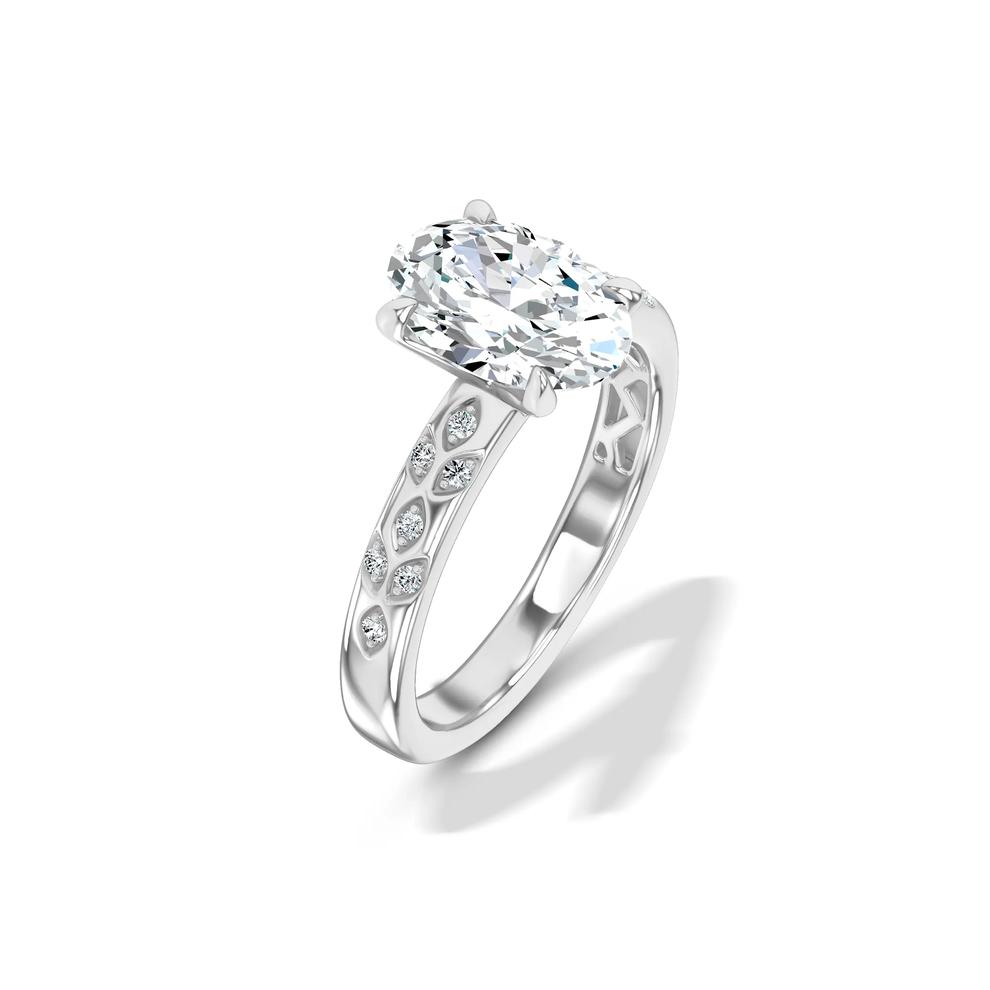 Lab Grown Diamond Oval Center Burnished Shank Engagement Ring in 14K White Gold (2 ct. tw.) – Image 4 of 4