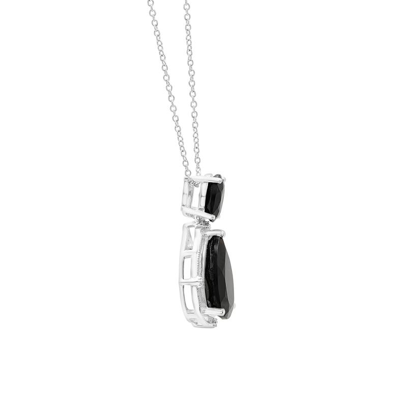 Onyx and Diamond Accent Pendant in Sterling Silver – Image 3 of 4
