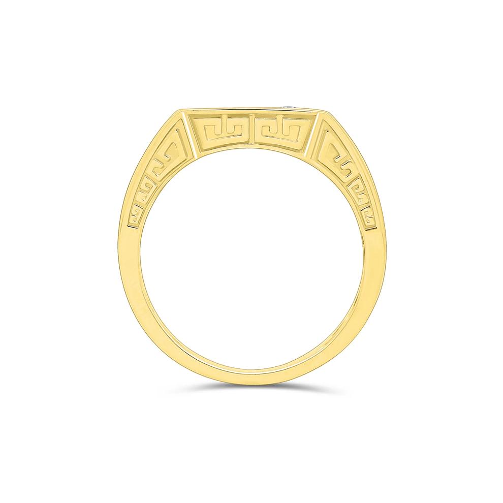 Men&rsquo;s Signet Ring with Diamond Accent in 10K Yellow Gold – Image 2 of 3