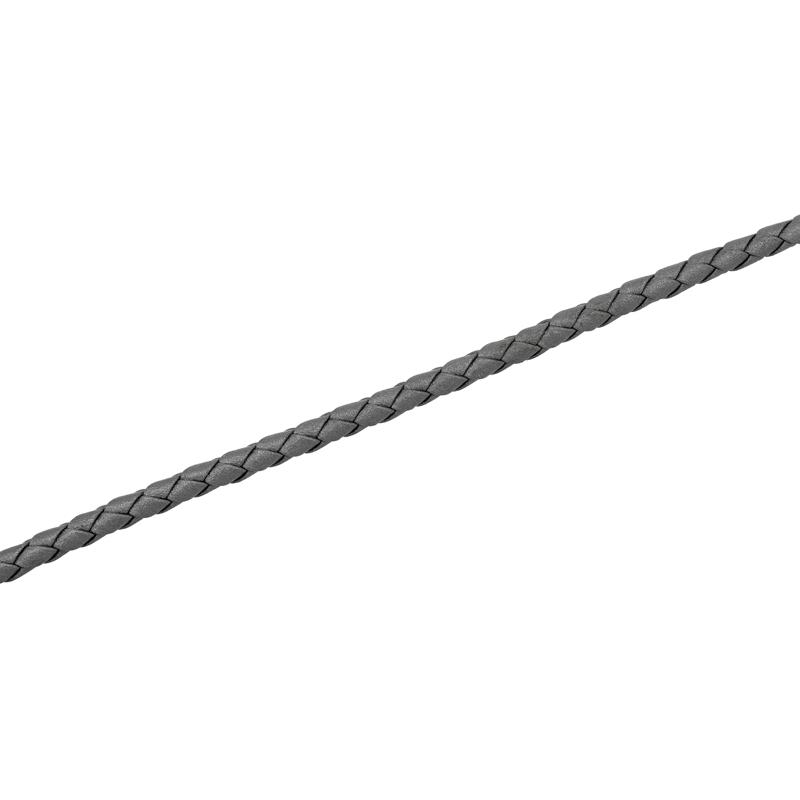 Men&#39;s Gray Woven Leather Bracelet with Stainless Steel – Image 2 of 5