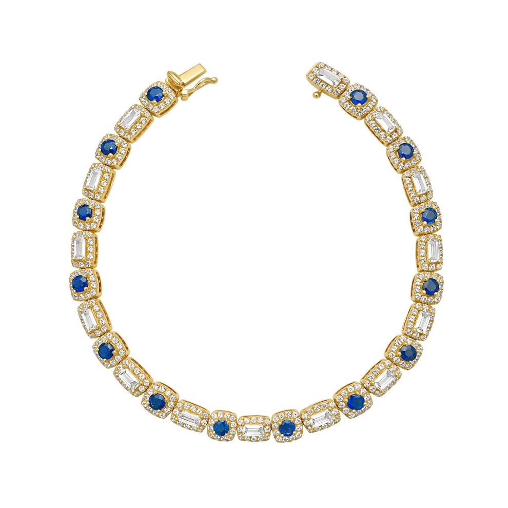 Blue Sapphire &amp; White Sapphire Bracelet in 14K Yellow Gold – Image 1 of 2