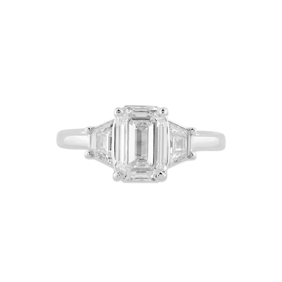 Lab Grown Diamond Emerald-Cut Center Engagement Ring in 14K White Gold (2 3/4 ct. tw.) – Image 1 of 4