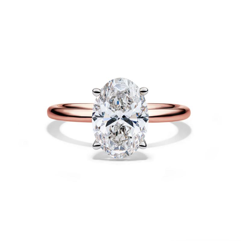 Lab Grown Diamond Solitaire Oval Engagement Ring in 14K Rose Gold &#40;3 ct.&#41; – Image 1 of 4