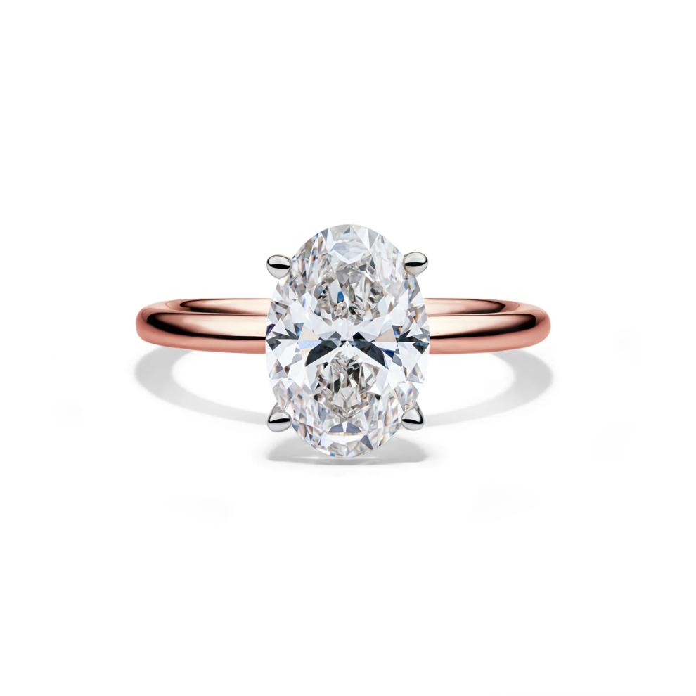 Lab Grown Diamond Solitaire Oval Engagement Ring in 14K Rose Gold (3 ct.) – Image 1 of 4