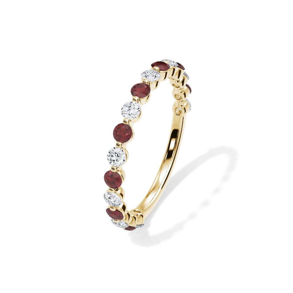 Lab Grown Diamond  &amp; Lab-Created Ruby Half Eternity Anniversary Band in 14K Yellow Gold (1/3 ct. tw.) – Image 4 of 4