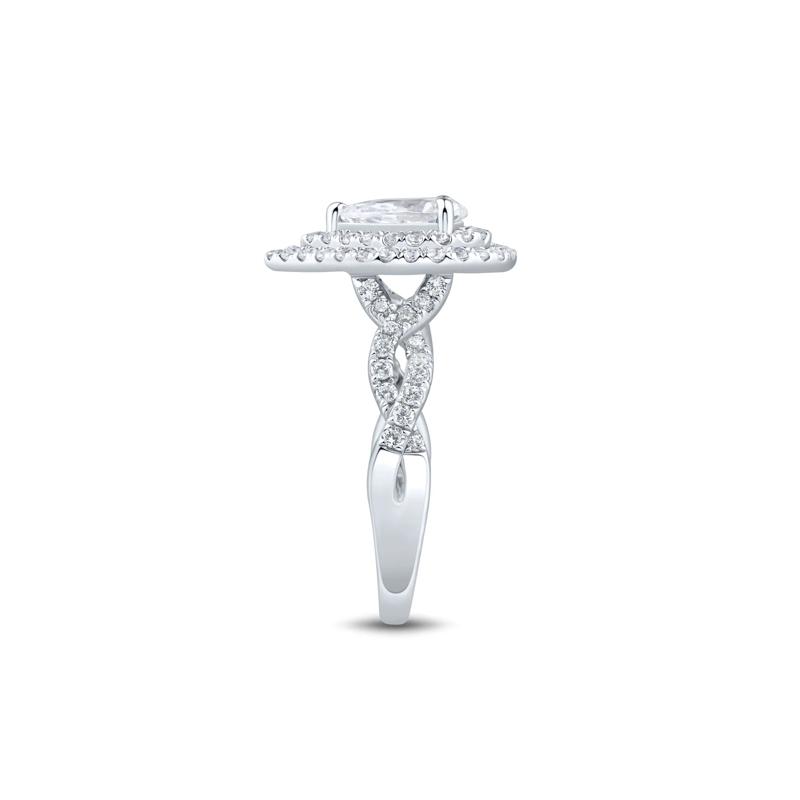 Lab Grown Diamond Pear Halo Engagement Ring in 14K White Gold &#40;1 1/2 ct. tw.&#41; – Image 3 of 3
