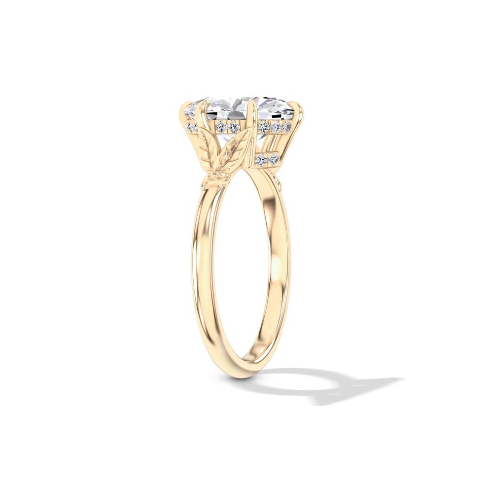 Lab Grown Diamond Etched Leaf Shank Engagement Ring in 14K Yellow Gold (2 ct. tw.) – Image 3 of 4