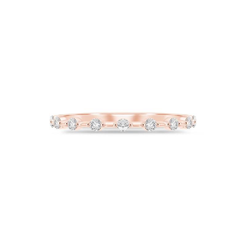 Diamond Anniversary Stack Band in 10K Rose Gold &#40;1/7 ct. tw.&#41; – Image 1 of 3