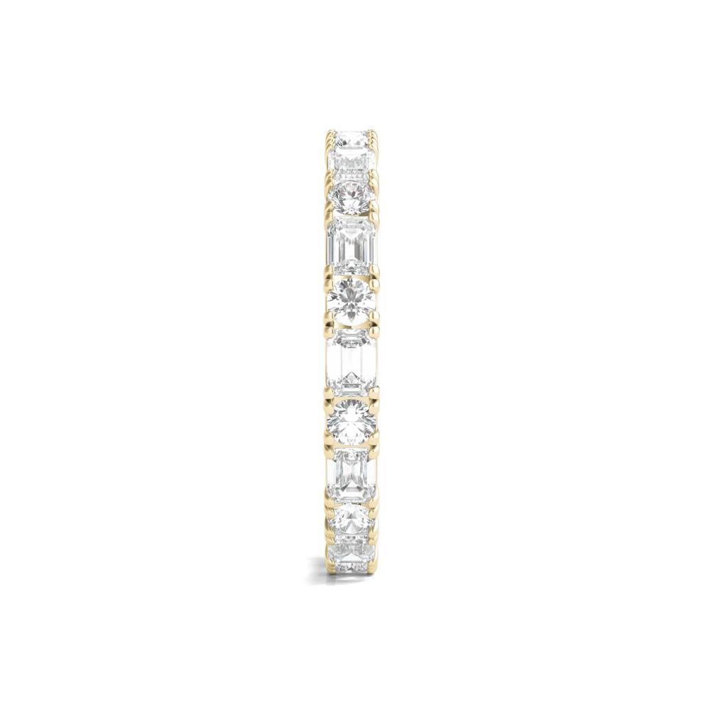 Round and Emerald-Cut Diamond Thin Eternity Band in 14k Yellow Gold (1 1/2 ct. tw.) – Image 3 of 3