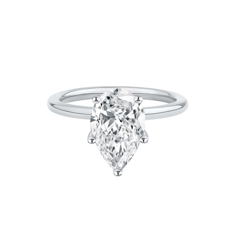 Lab Grown Diamond Pear-Shaped Solitaire Engagement Ring in 14k White Gold &#40;3 ct.&#41; – Image 1 of 4