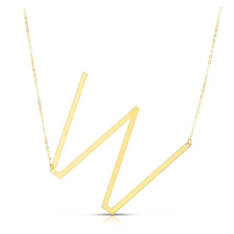&quot;W&quot; Initial Necklace in 14K Yellow Gold – Image 1 of 3