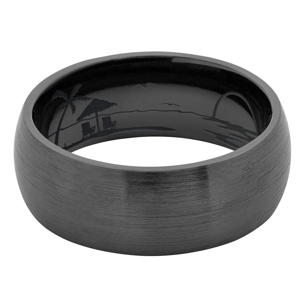 Men's Domed Beach Band in Satin Zirconium, 8MM – Image 1 of 3