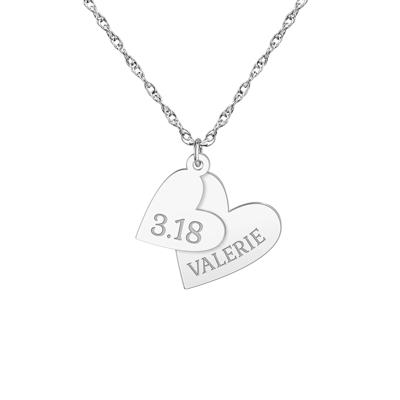 Personalized Two Layered Hearts Engravable Necklace