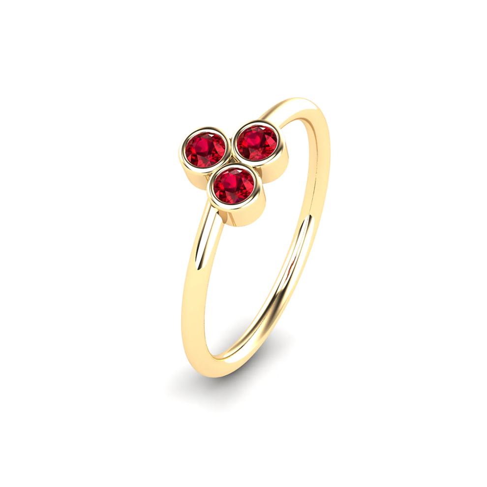 Ruby Three-Stone Pyramid Ring in 14K Yellow Gold – Image 4 of 4