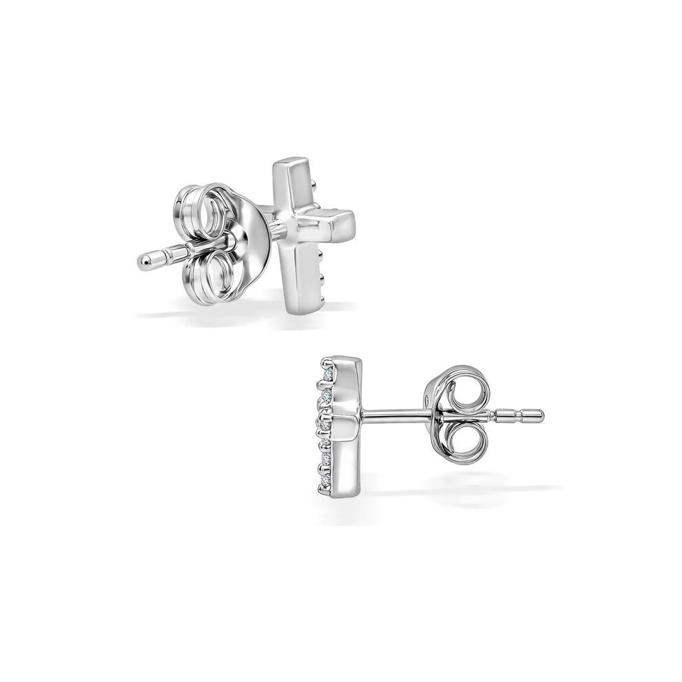 Diamond Accent Cross Stud Earrings in Sterling Silver – Image 2 of 2
