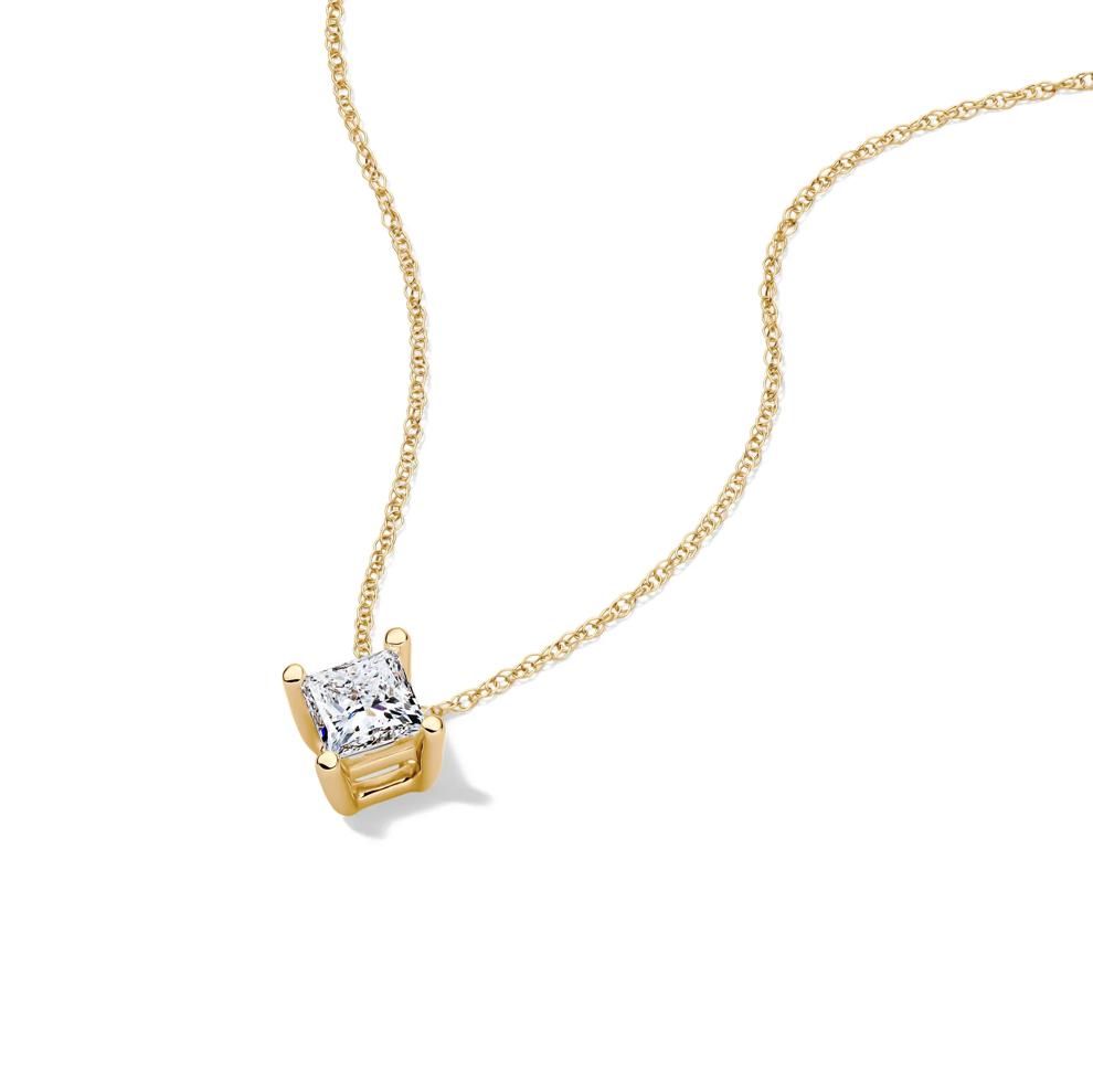 Lab Grown Diamond Princess-Cut Solitaire Pendant in 14K Yellow Gold (1/2 ct. tw.) – Image 4 of 4