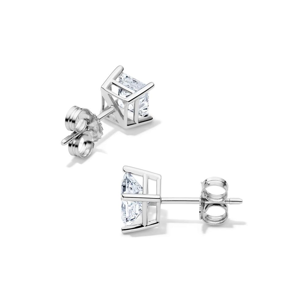 Diamond Princess-Cut Solitaire Stud Earrings in 14K White Gold (1 1/2 ct. tw.) – Image 2 of 4