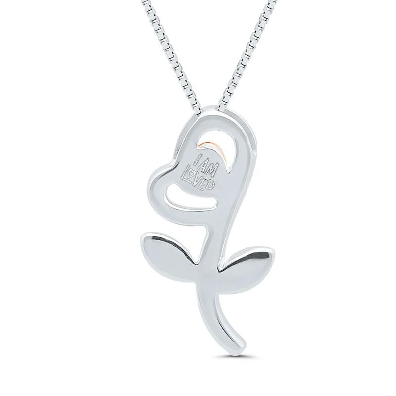 Diamond Flower Pendant in Sterling Silver – Image 3 of 4