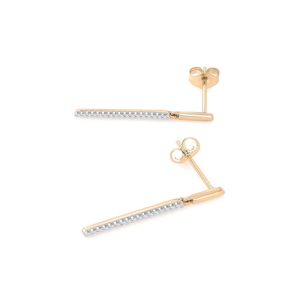 Diamond Bar Drop Earrings in 10K Yellow Gold (1/10 ct. tw.) – Image 1 of 2